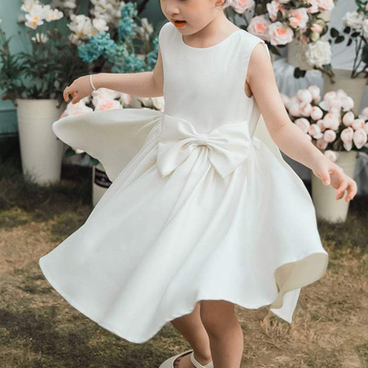 L4165 TODDLER ELEGANT PRINCESS DRESS WITH BOWS GIRL SUMMER PARTY GOWN FORMAL DRESSES FOR KIDS