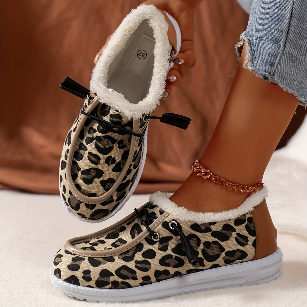 Women's Leopard Print Canvas Shoes Lace Up Shoes