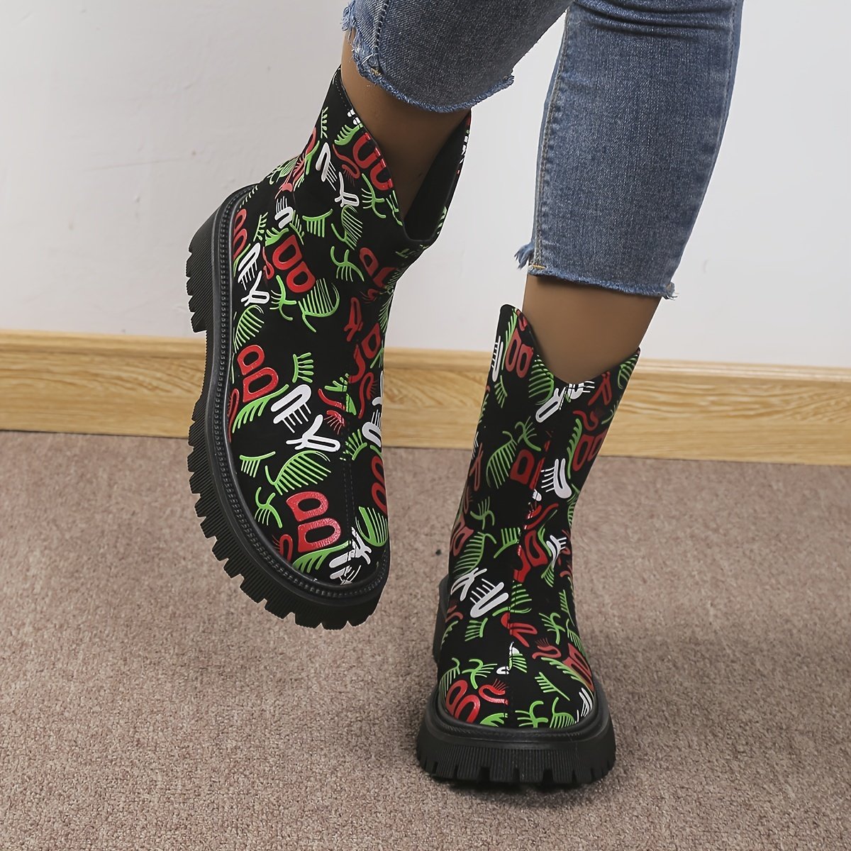 Women's Colorful Graffiti Boots Comfy Shoes