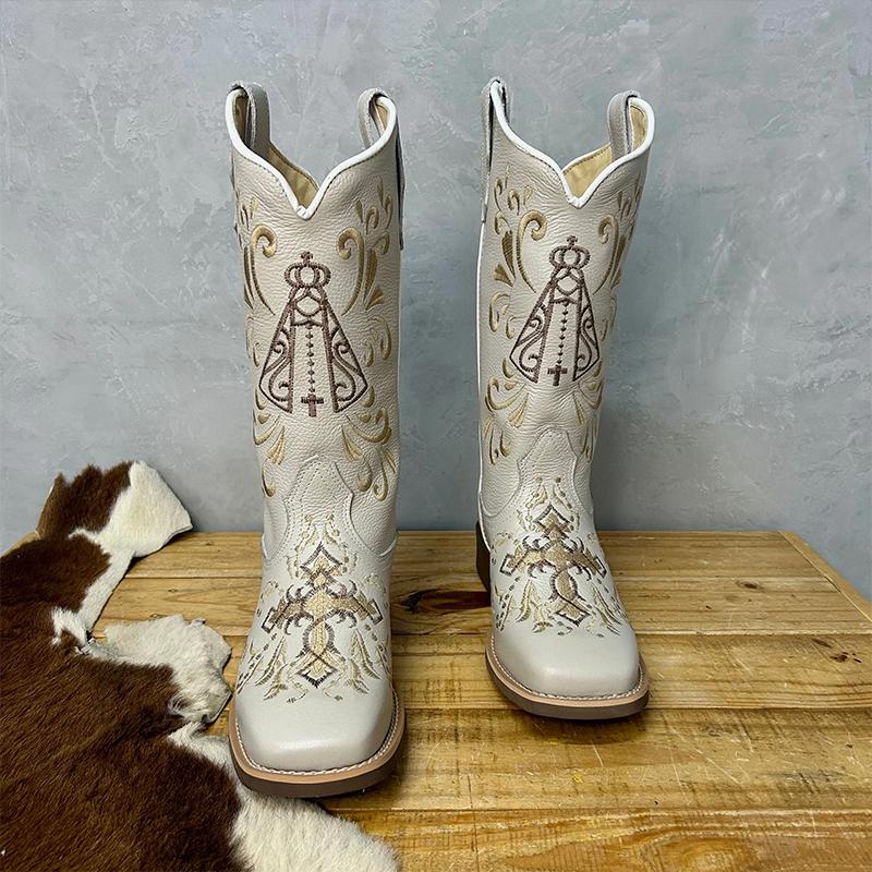 F5164 Cross Embroidered Knight Boots