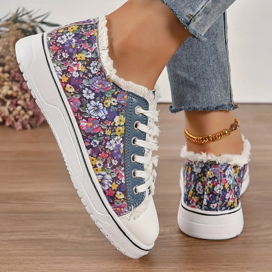 Women's Floral Printed Canvas Sneakers