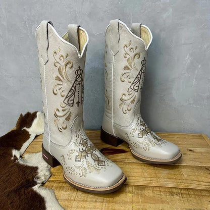 F5164 Cross Embroidered Knight Boots