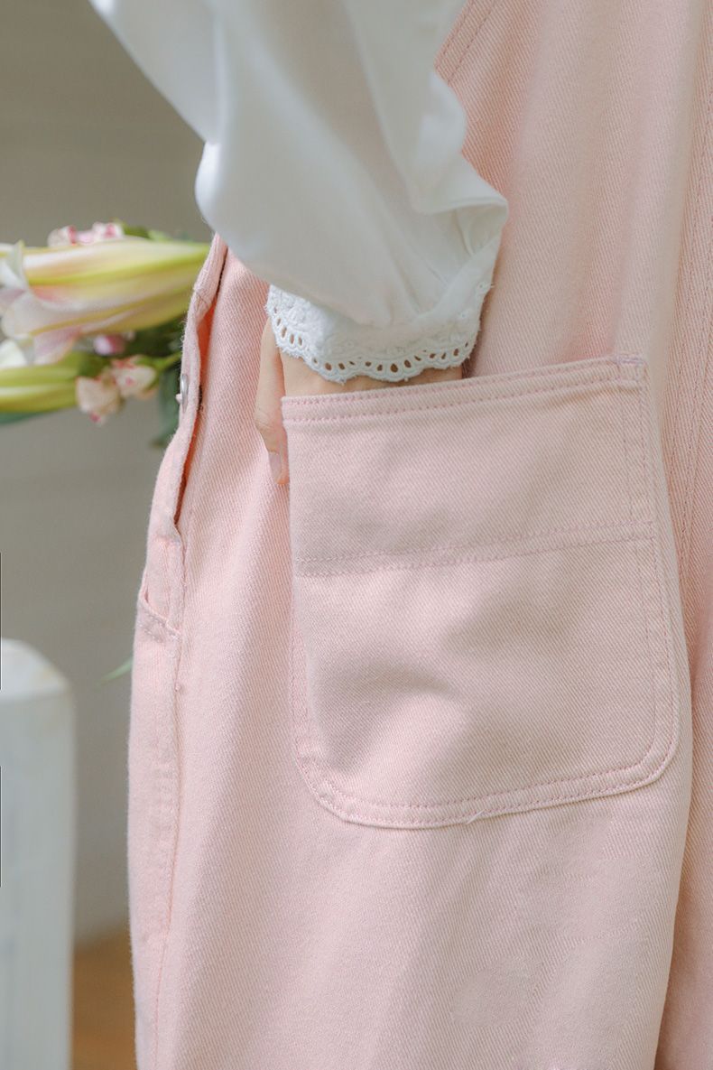 Korean Style Spring Embroidered Overalls