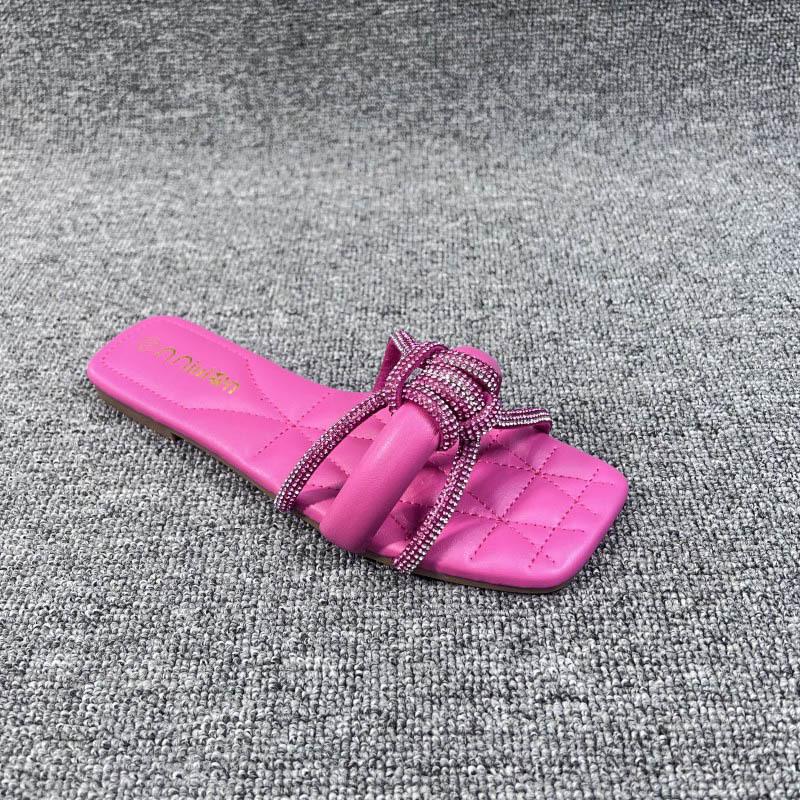 L40821 Rhinestone Flat Slippers