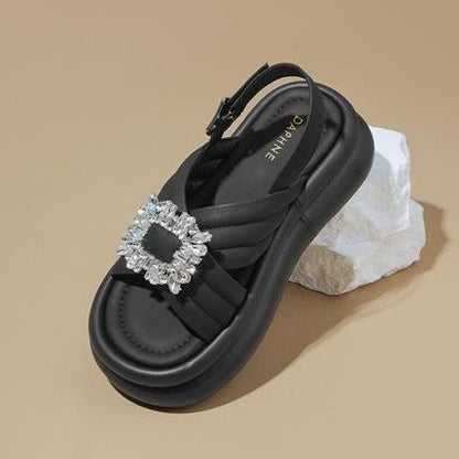 Simple Platform Rhinestone Roman Beach Sandals