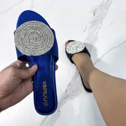 L40811 Rhinestone Flat Slippers