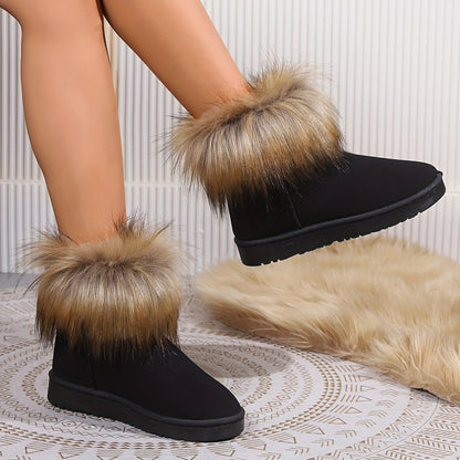 Women's Fluffy Furry Slip On Thermal Ankle Warm Boots