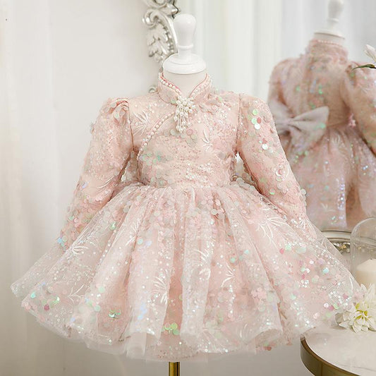 L41612 GIRL FORMAL DRESSES BABY GIRL GORGEOUS COLORFUL SEQUINS DRESS PRINCESS PARTY DRESSES EASTER DRESS FOR TODDLER