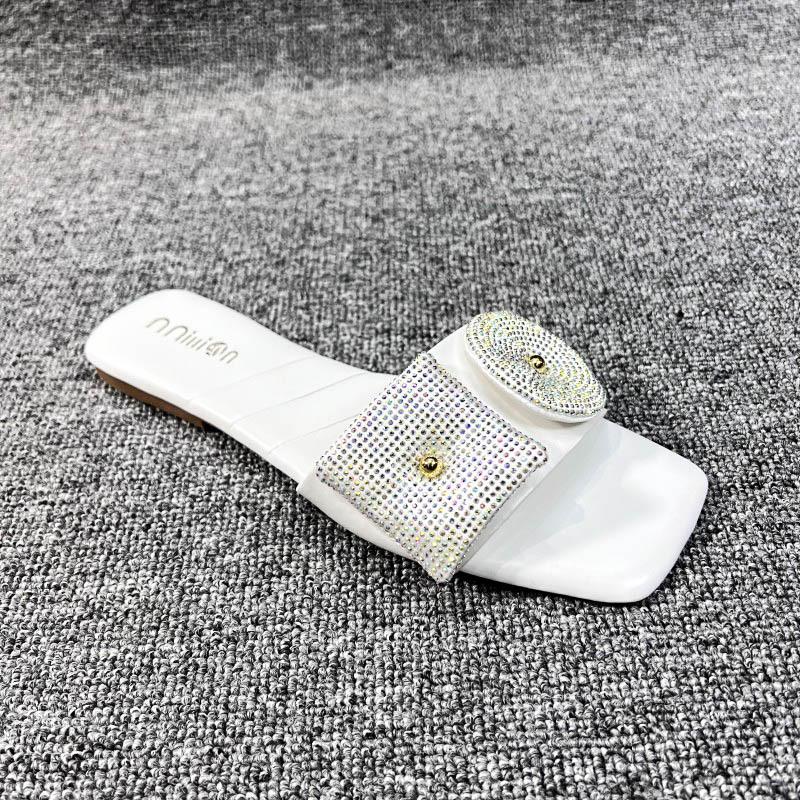 L40823 Rhinestone Flat Slippers