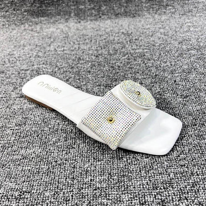 L40823 Rhinestone Flat Slippers