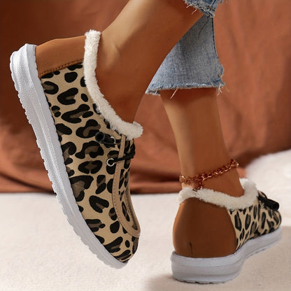 Women's Leopard Print Canvas Shoes Lace Up Shoes