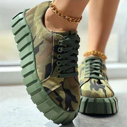 Women's Camouflage Canvas Shoes Comfy Walking Trainers