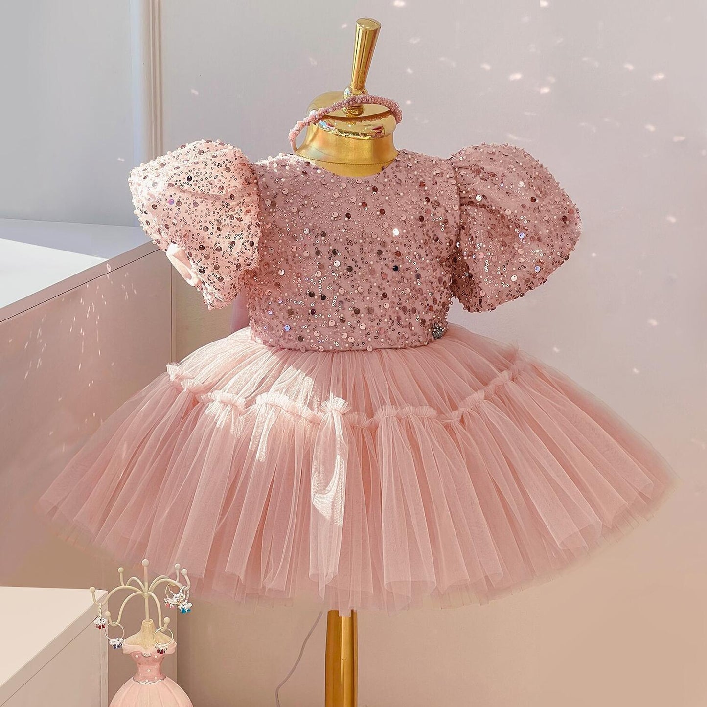 L41703 GIRL FORMAL DRESSES BABY GIRL GORGEOUS COLORFUL SEQUINS DRESS PRINCESS PARTY DRESSES EASTER DRESS FOR TODDLER