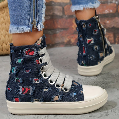 Women's Canvas Shoes Colorful Plaid Pattern Boots