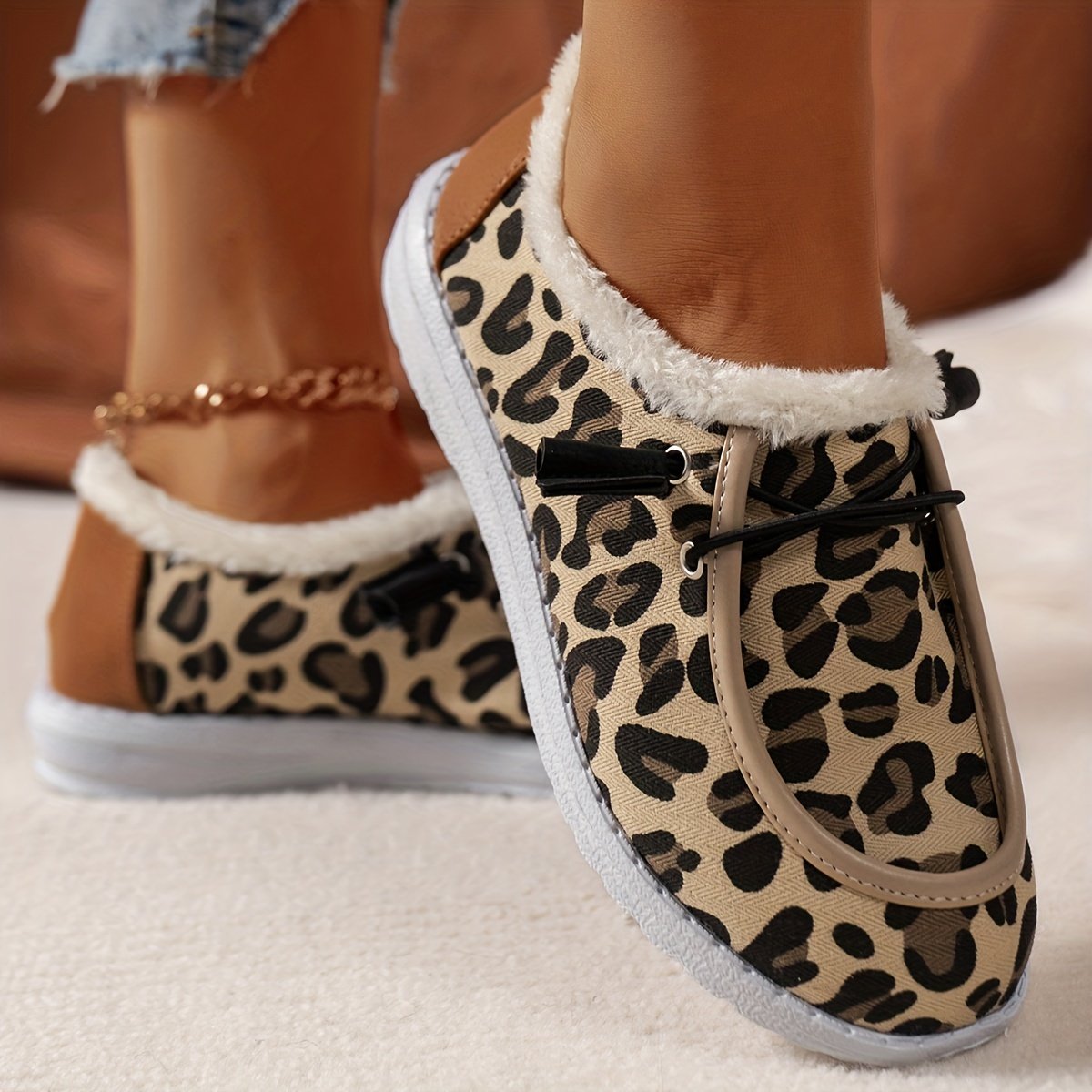 Women's Leopard Print Canvas Shoes Lace Up Shoes