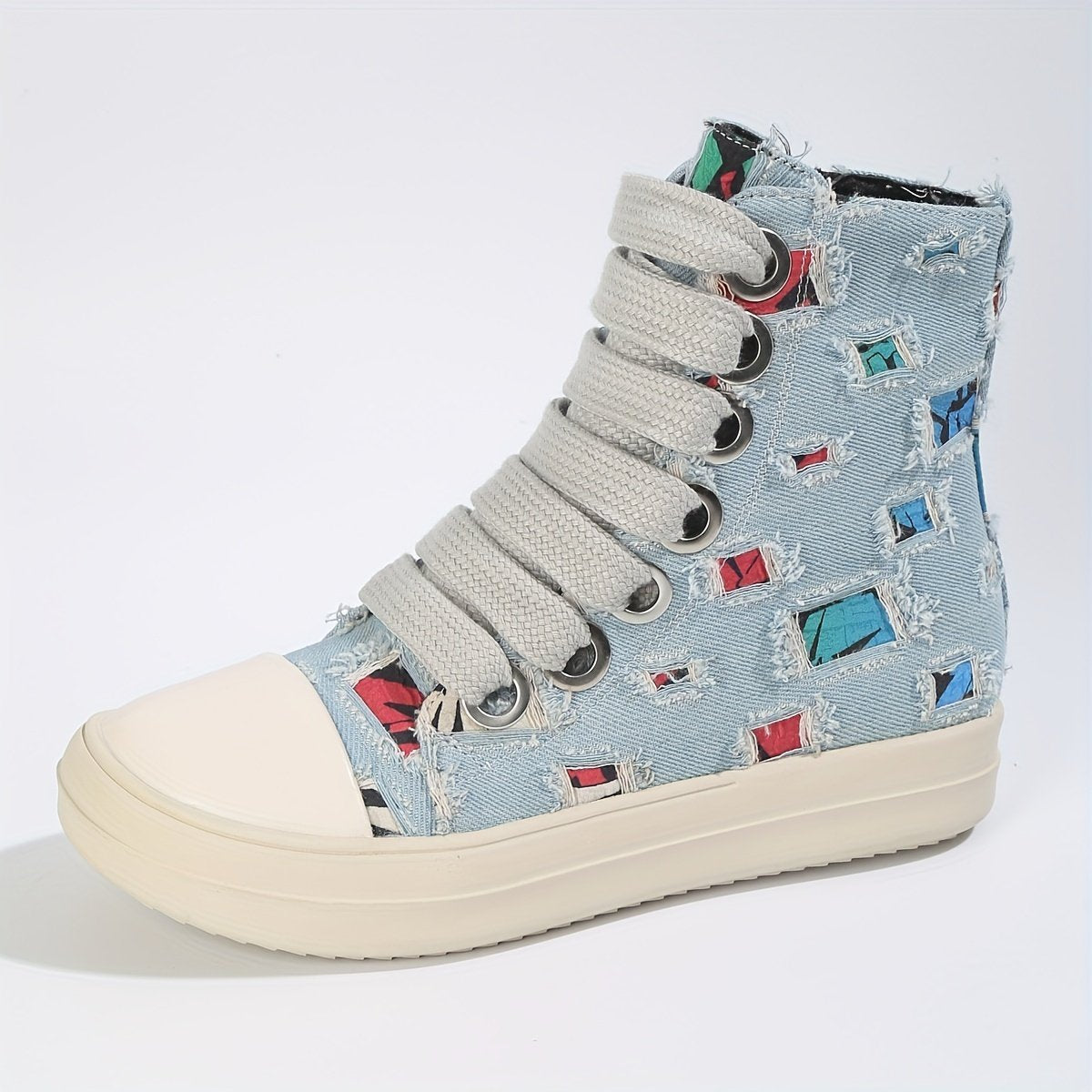 Women's Canvas Shoes Colorful Plaid Pattern Boots