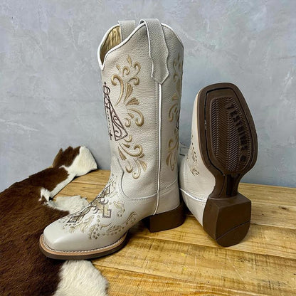 F5164 Cross Embroidered Knight Boots