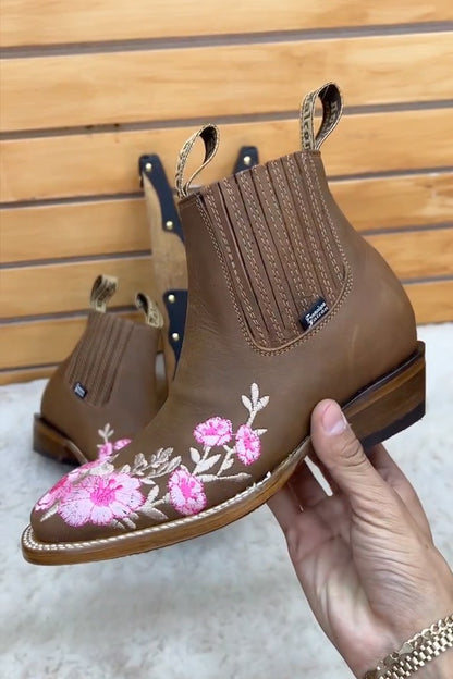 M9 Embroidered Flower Martin Boots