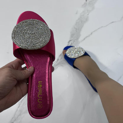 L40811 Rhinestone Flat Slippers