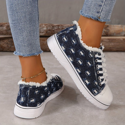 Women's Canvas Trainers Low Top  Flat Shoes