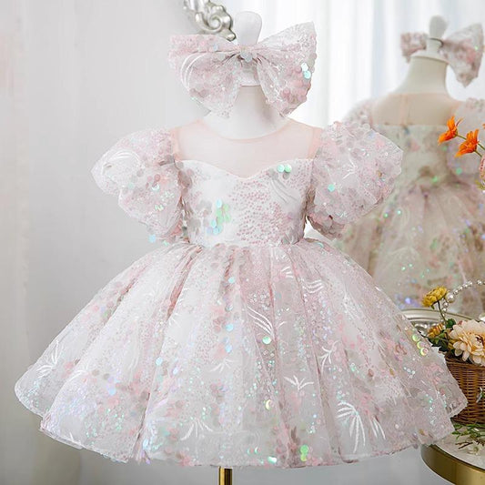 L41701 GIRL FORMAL DRESSES BABY GIRL GORGEOUS COLORFUL SEQUINS DRESS PRINCESS PARTY DRESSES EASTER DRESS FOR TODDLER