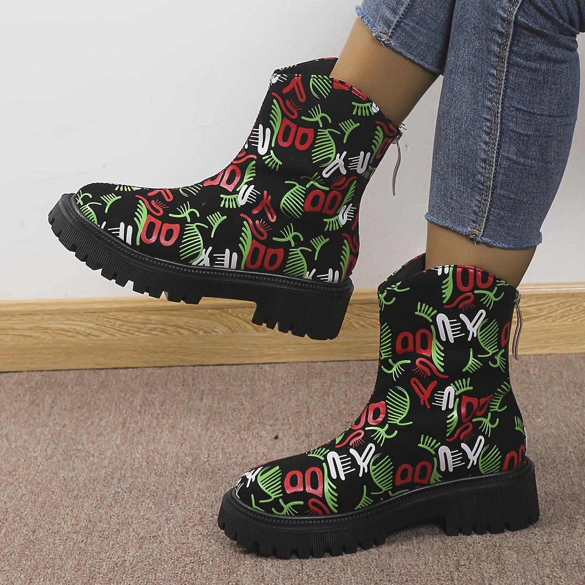 Women's Colorful Graffiti Boots Comfy Shoes