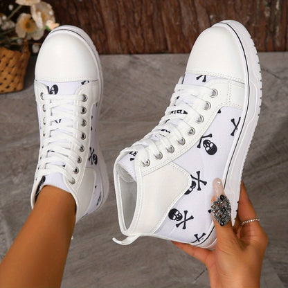 Women's Skull Pattern Sneakers Casual Walking Trainers