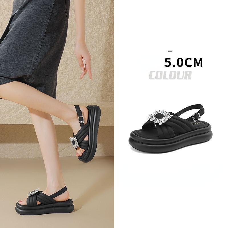 Simple Platform Rhinestone Roman Beach Sandals