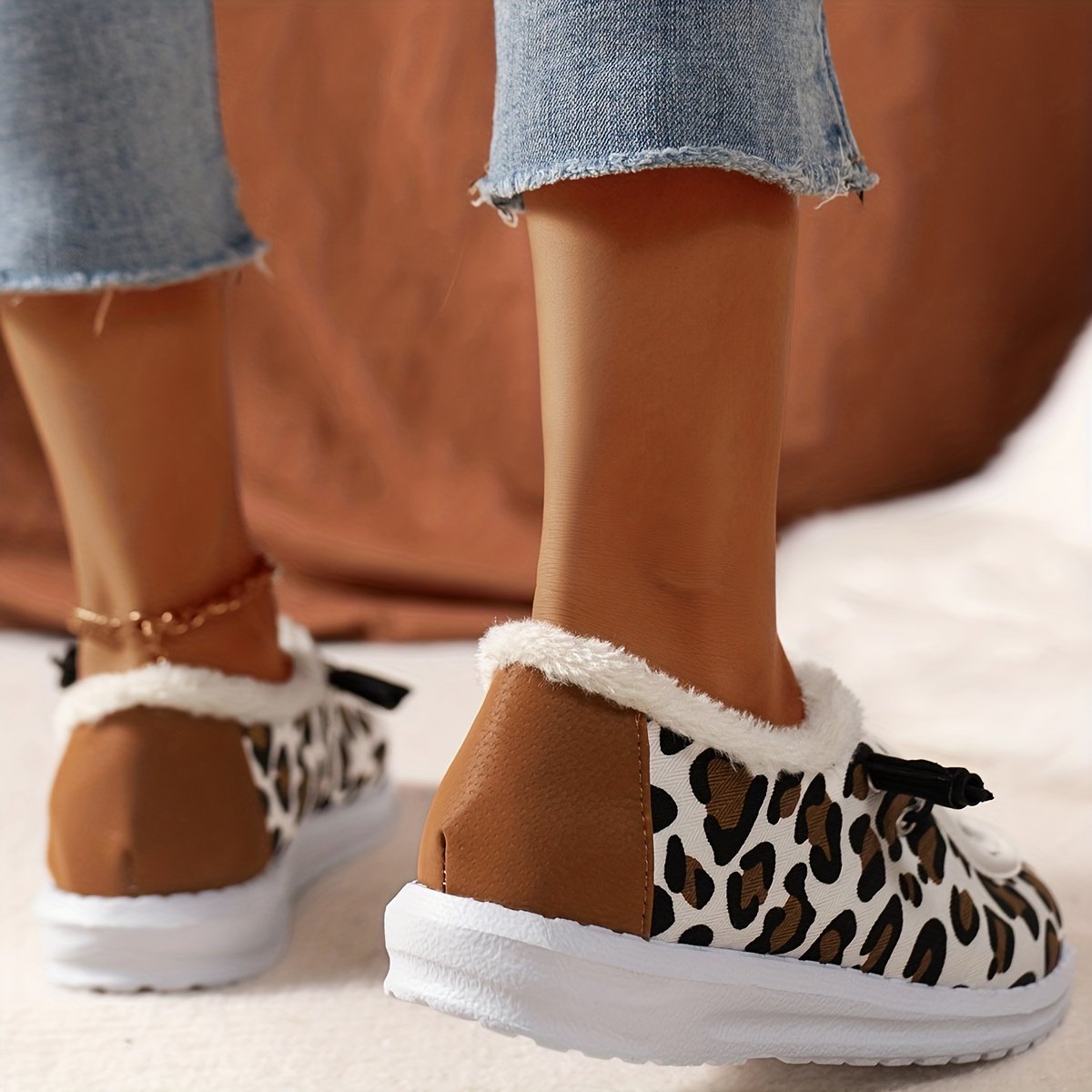 Women's Leopard Print Canvas Shoes Lace Up Shoes