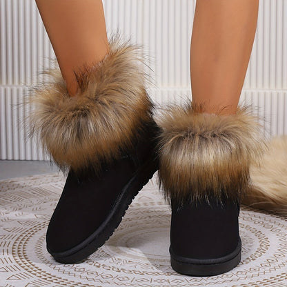 Women's Fluffy Furry Slip On Thermal Ankle Warm Boots