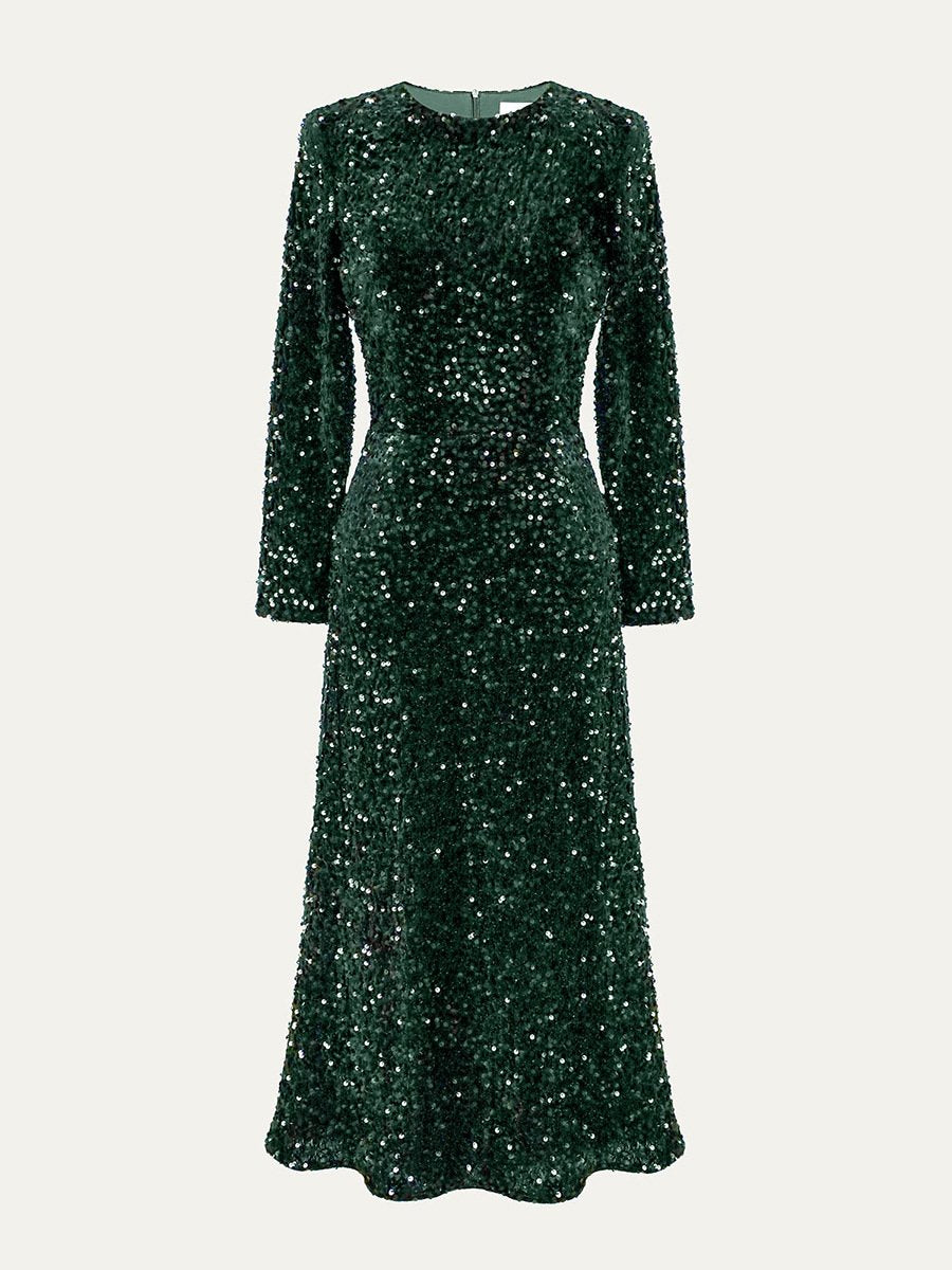 Demure Sparkling Velvet Party Dress