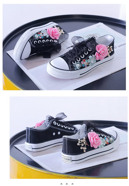 New Flower Casual Canvas Shoes Flat Trainers