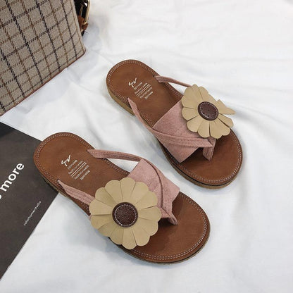 Toe Post Flower Design Flat Slipper