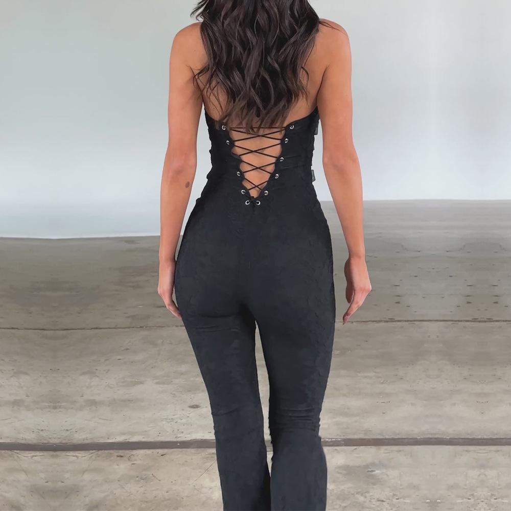 Lace-Up Stylish Lace Jumpsuit