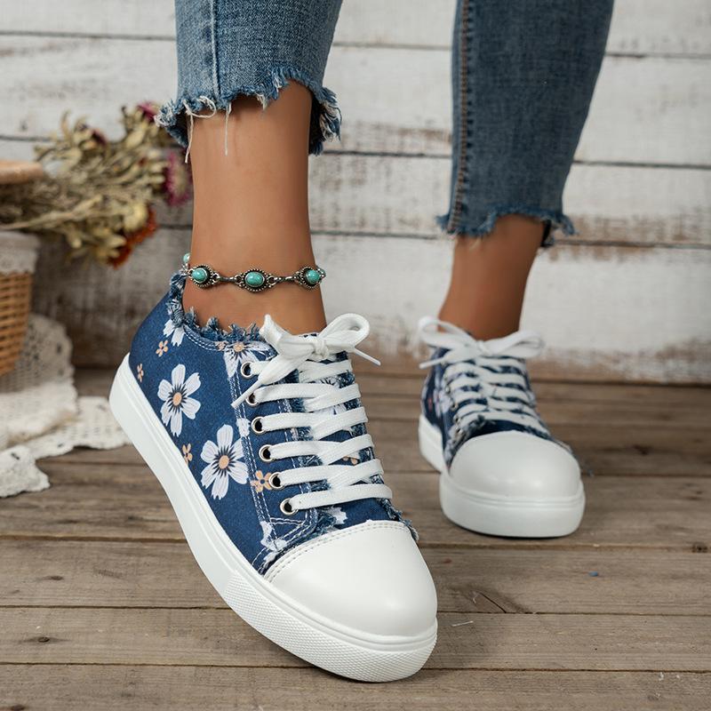 Canvas Trainers Comfortable Low Top Lace Up Walking Shoes