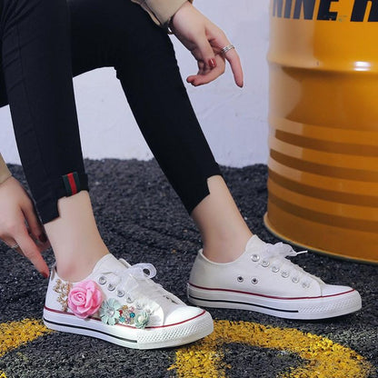 New Flower Casual Canvas Shoes Flat Trainers