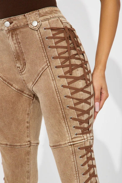 Stylish Strap Drawstring Jeans