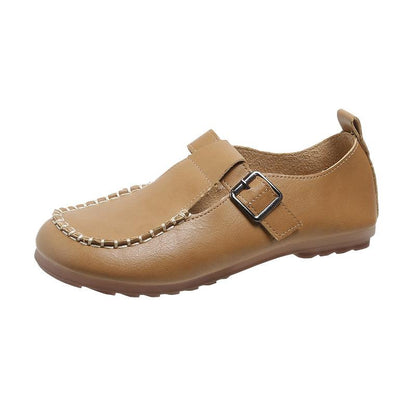 Casual Round Toe Flat Flat Heel Soft Leather Women's Shoes