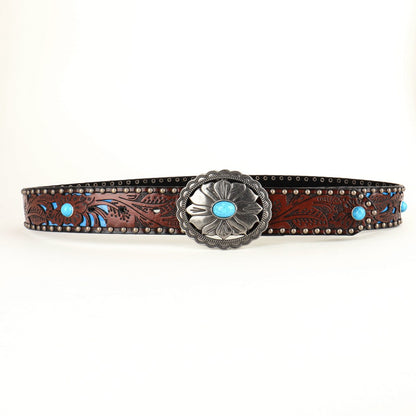 Turquoise Cutout Embossed Belt