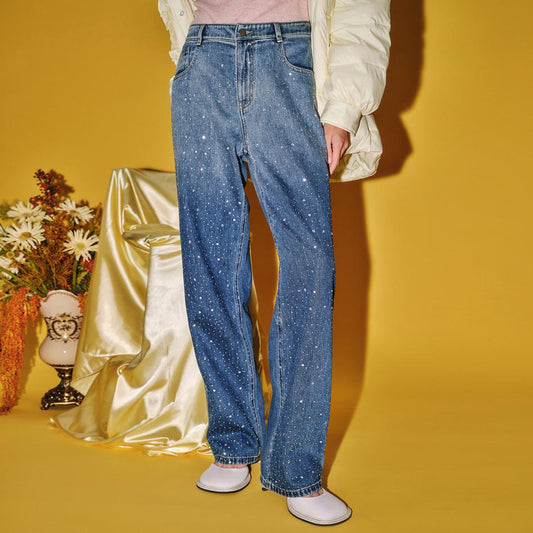 Star Rhinestone Loose Jeans