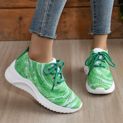 Tie Dye Print Lace-up Slip-On Breathable Trainers