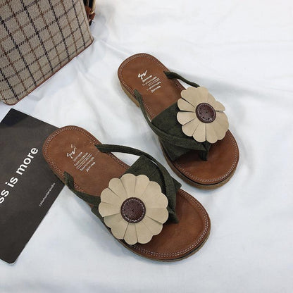 Toe Post Flower Design Flat Slipper