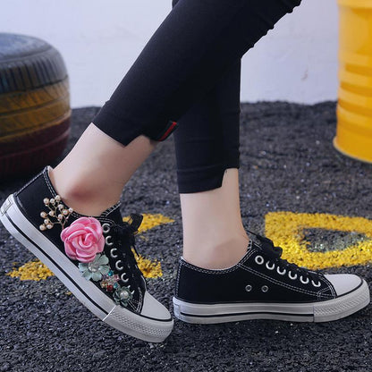 New Flower Casual Canvas Shoes Flat Trainers