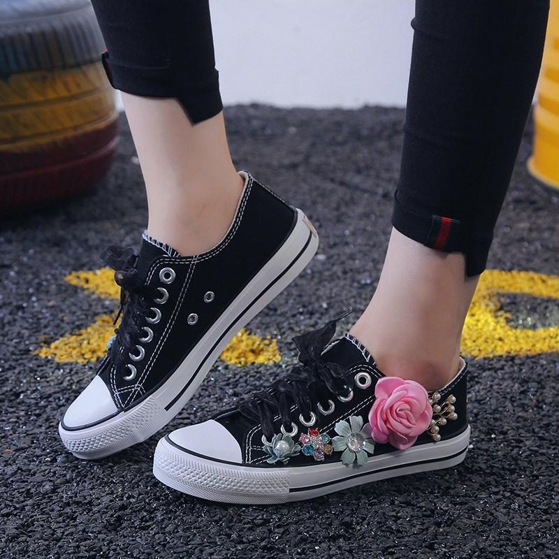 New Flower Casual Canvas Shoes Flat Trainers