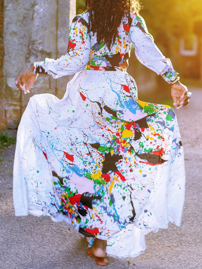 Stunning Colorful Maxi Shirt Dress