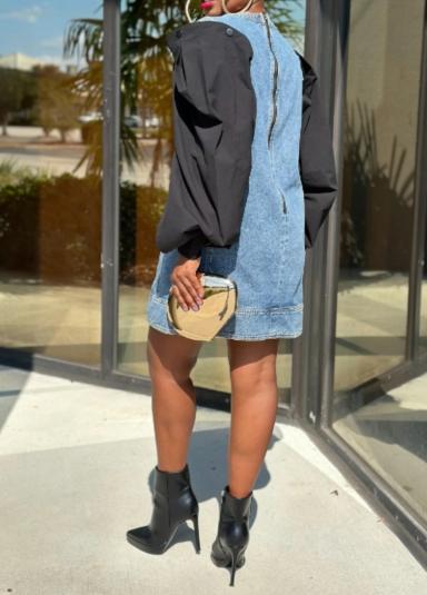 Removable Stylish Denim Short Dress