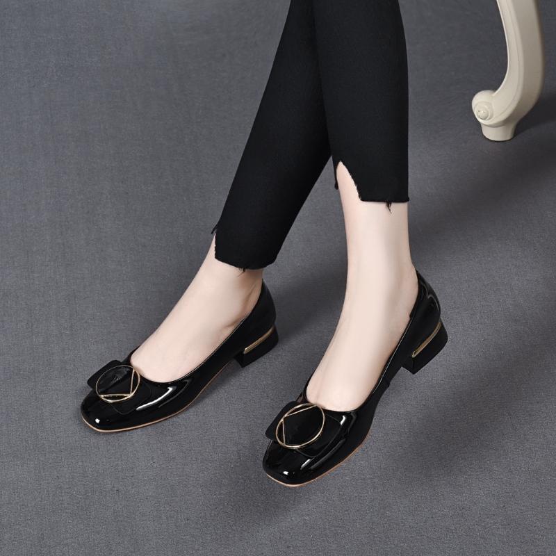 F4192 New Style Thick Heel Leather Shoes【Buy 2 Get Free Shipping】