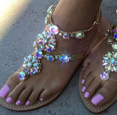 Rhinestone Flat Sandals