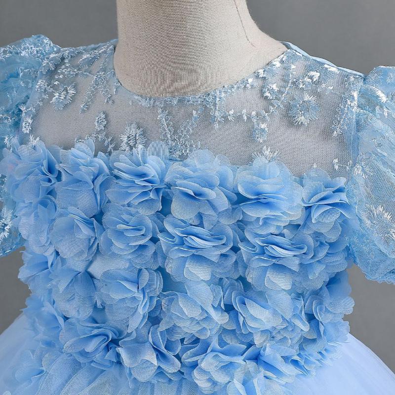 L41710 GIRLS PAGEANT PRINCESS DRESSES BABY GIRL SUMMER EMBROIDERY PUFFY PROM DRESS