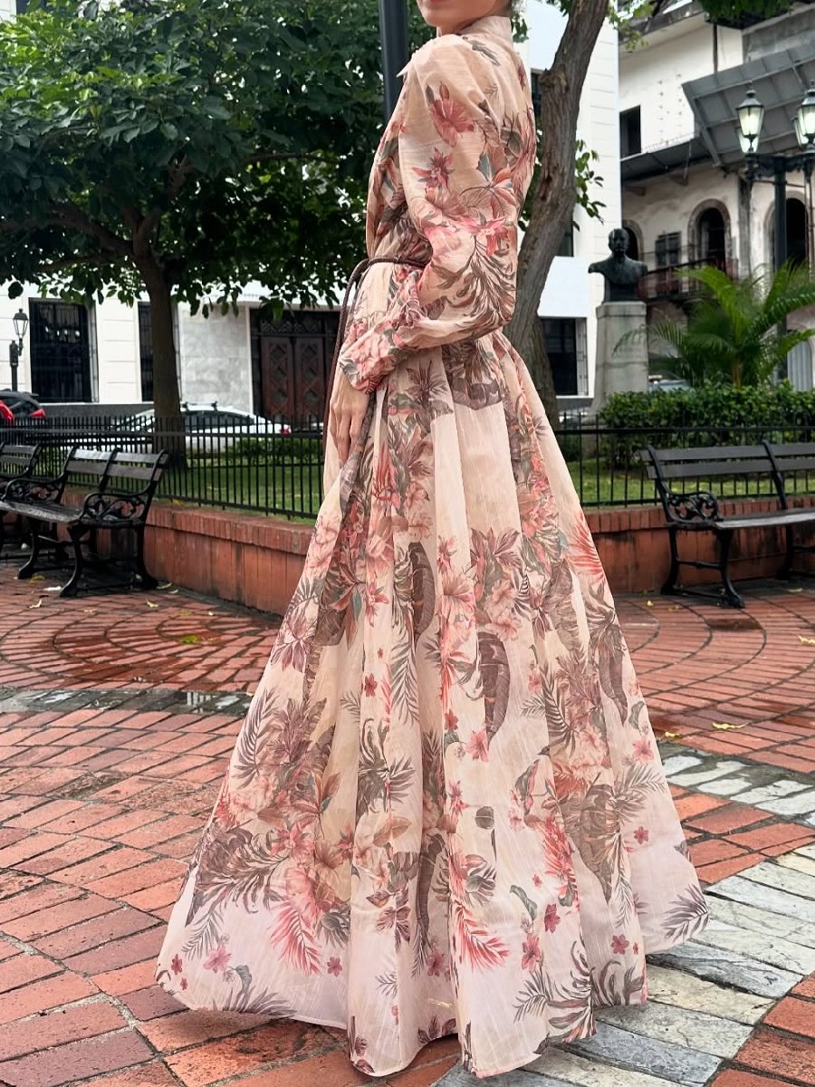 Demure Floral Rhinestone Maxi Dress